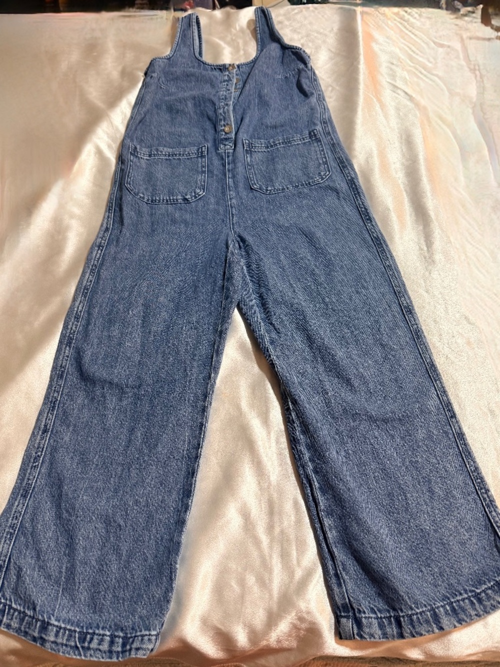 Happily Grey Denim Jumpsuit Overalls Wide Leg Women’s Size XS Blue